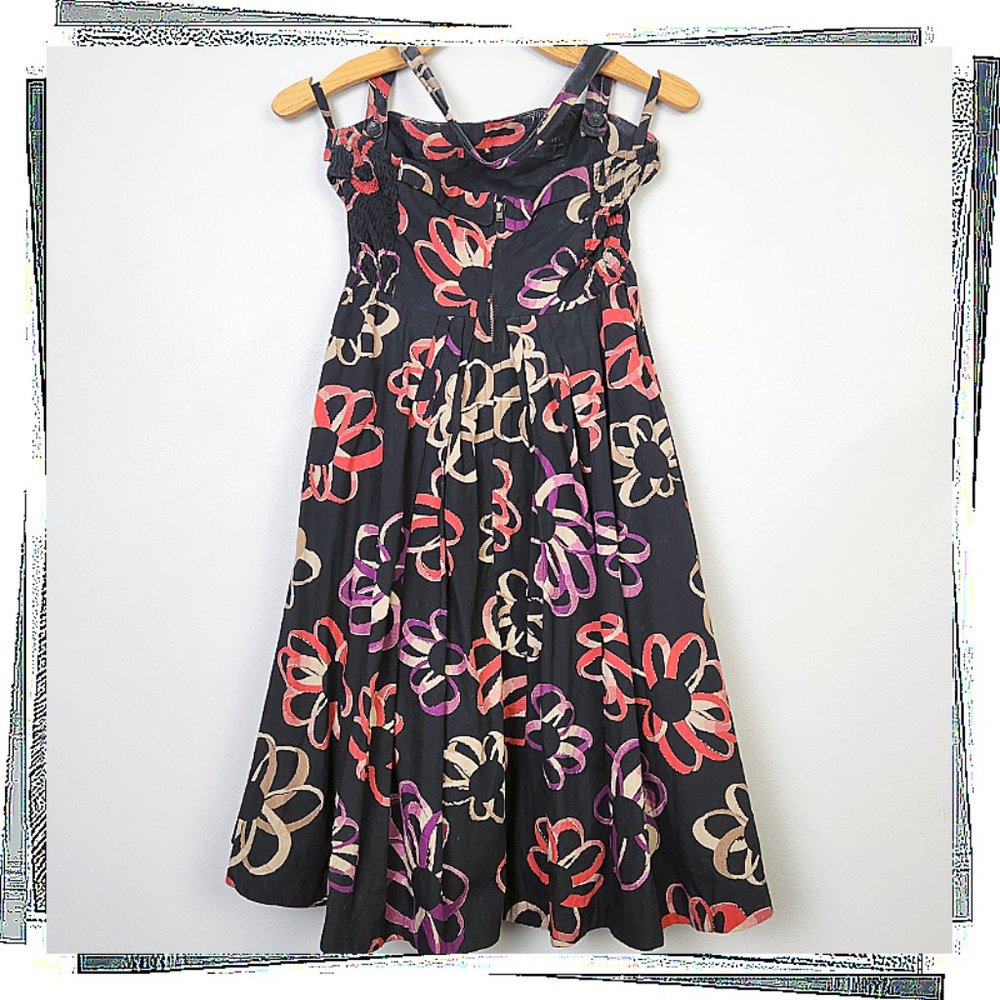 Vintage 2011 Black w Floral Lined Convertible Halter Dress (4) by Girls of Savoy - Picture 6 of 8